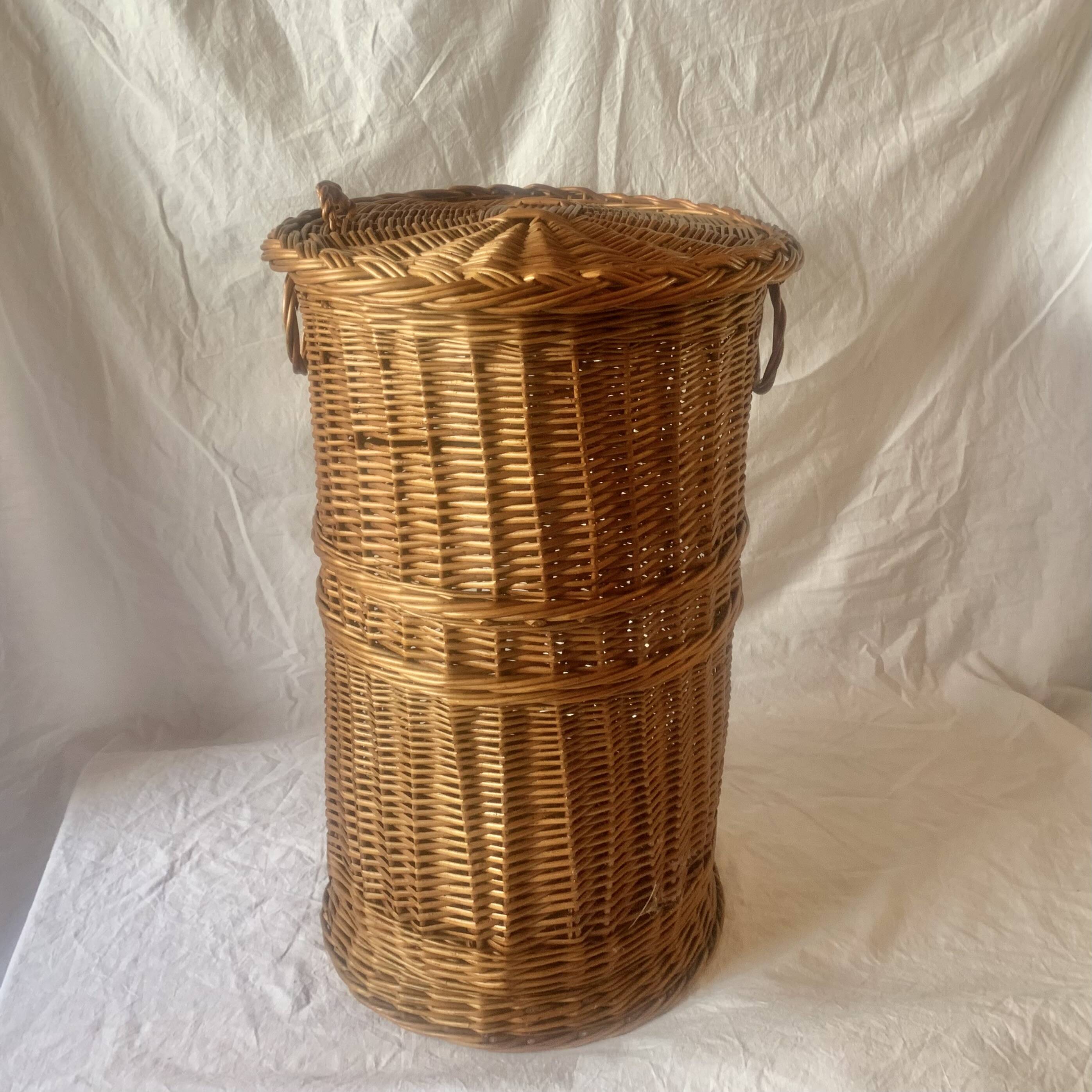 Vintage wicker laundry basket