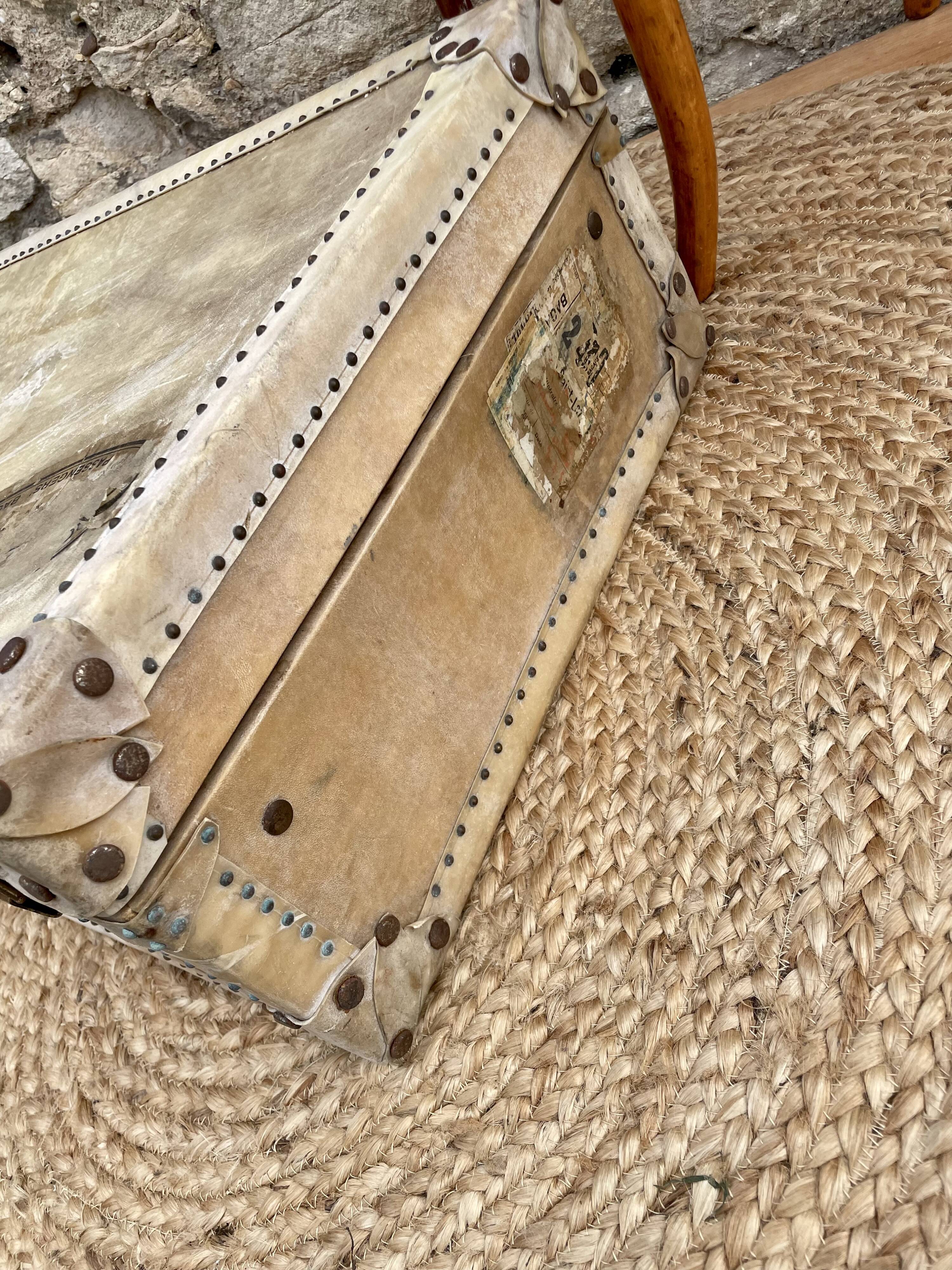 Old wood and leather suitcase