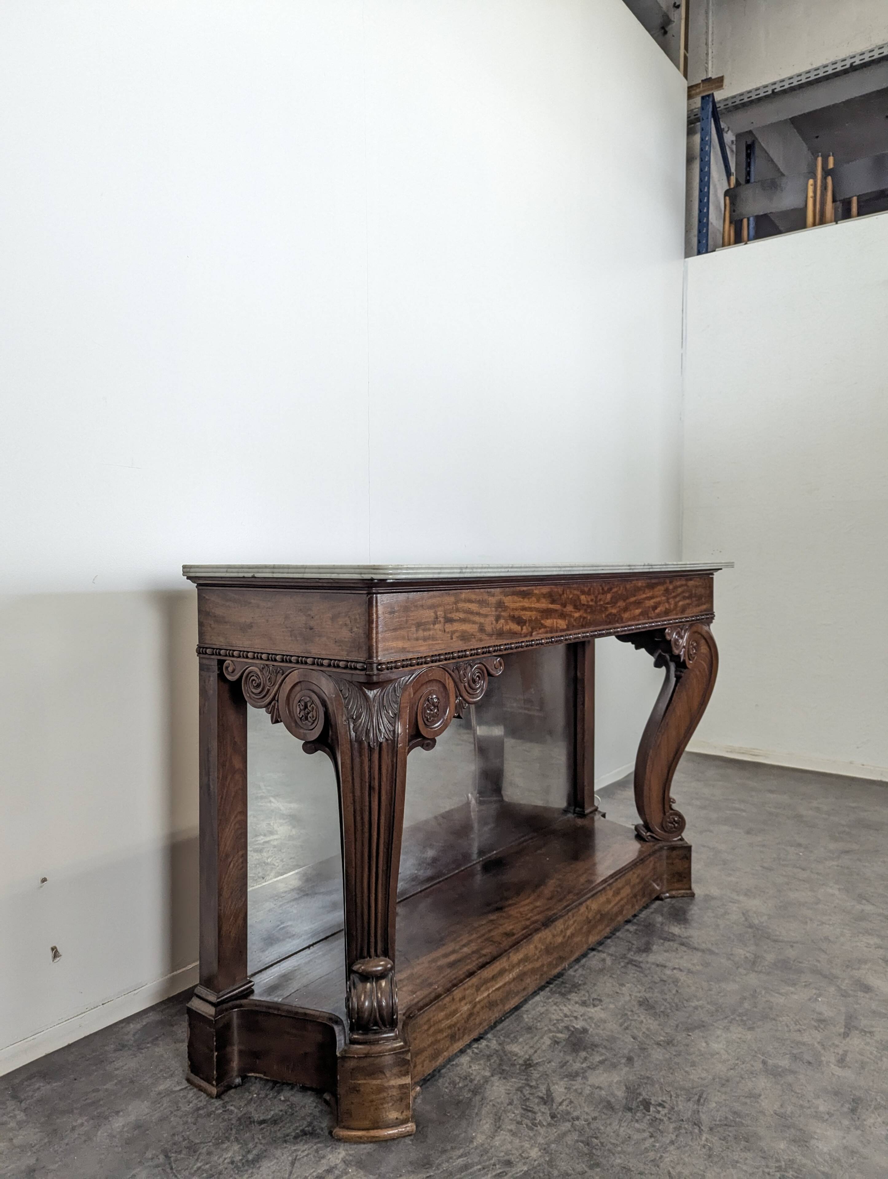 Restoration period console with mirror base, stamped Gomien