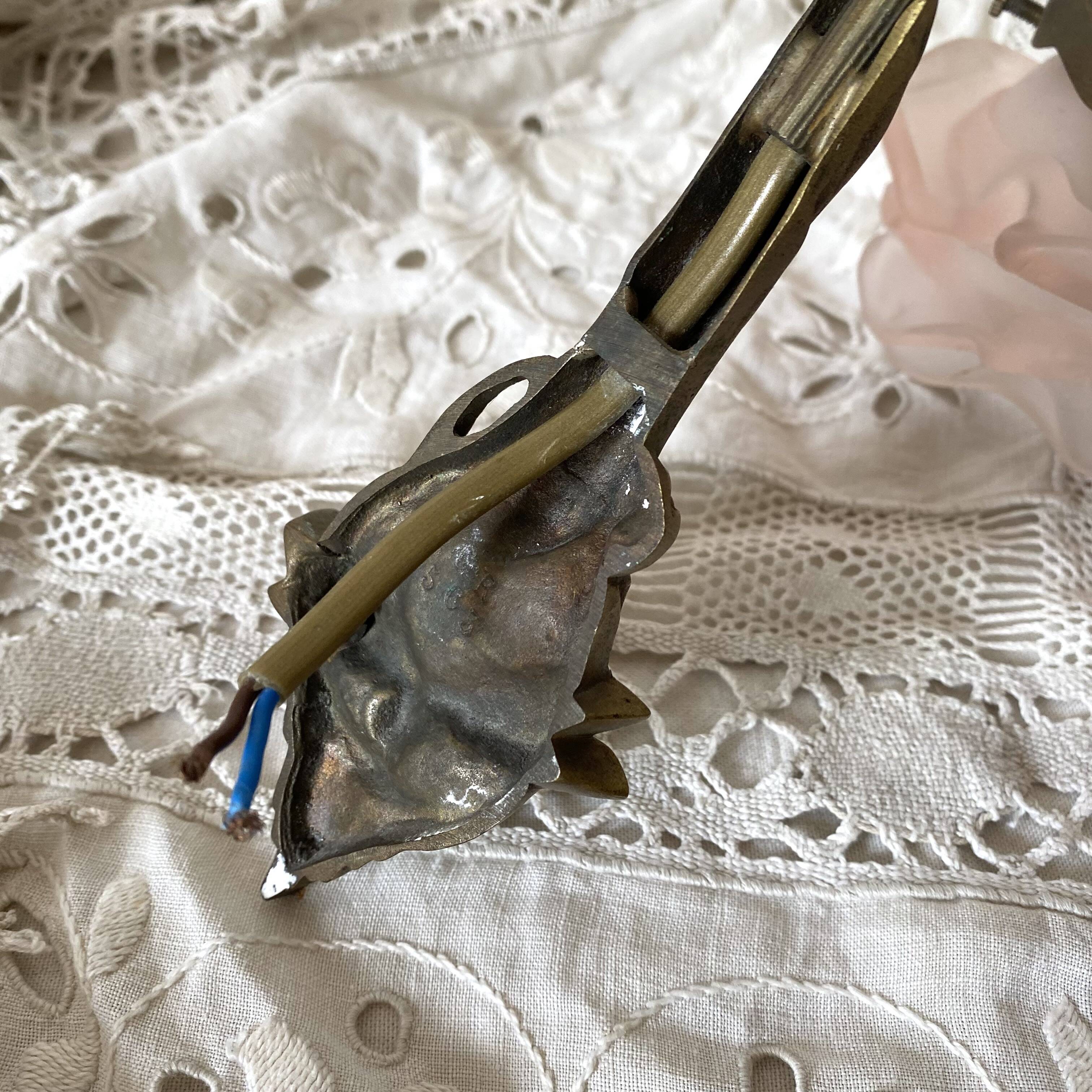 Flower and dragonfly wall lamp in art nouveau style brass