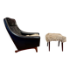 Fauteuil design scandinave Aage Christiansen cuir noir 1950.