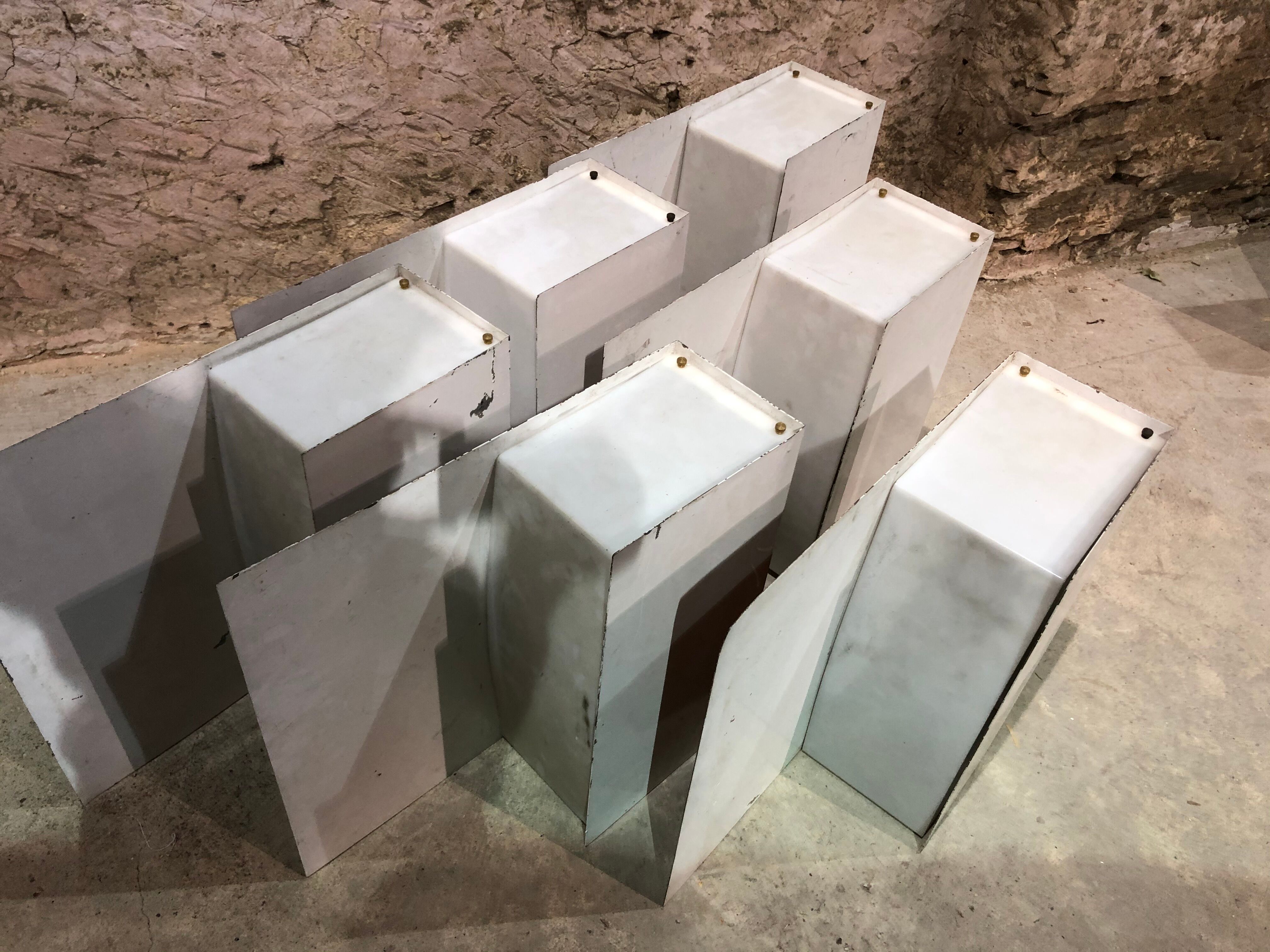 Series of 10 white laqué metal wall light 1960s