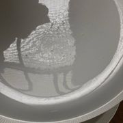 Set of 7 modernist flat plates Lunéville 1930 white earthenware
