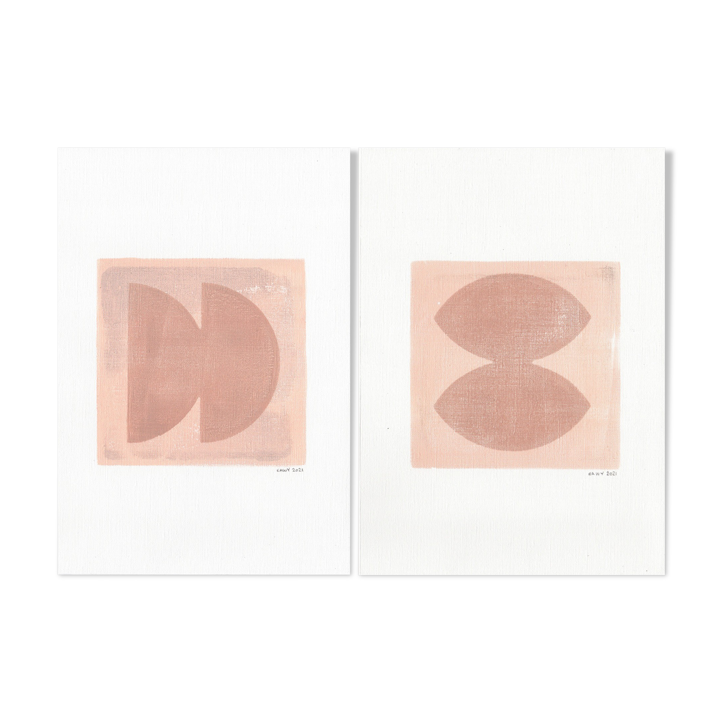 Set of 2 paintings on paper M269 & M270 signed Eawy