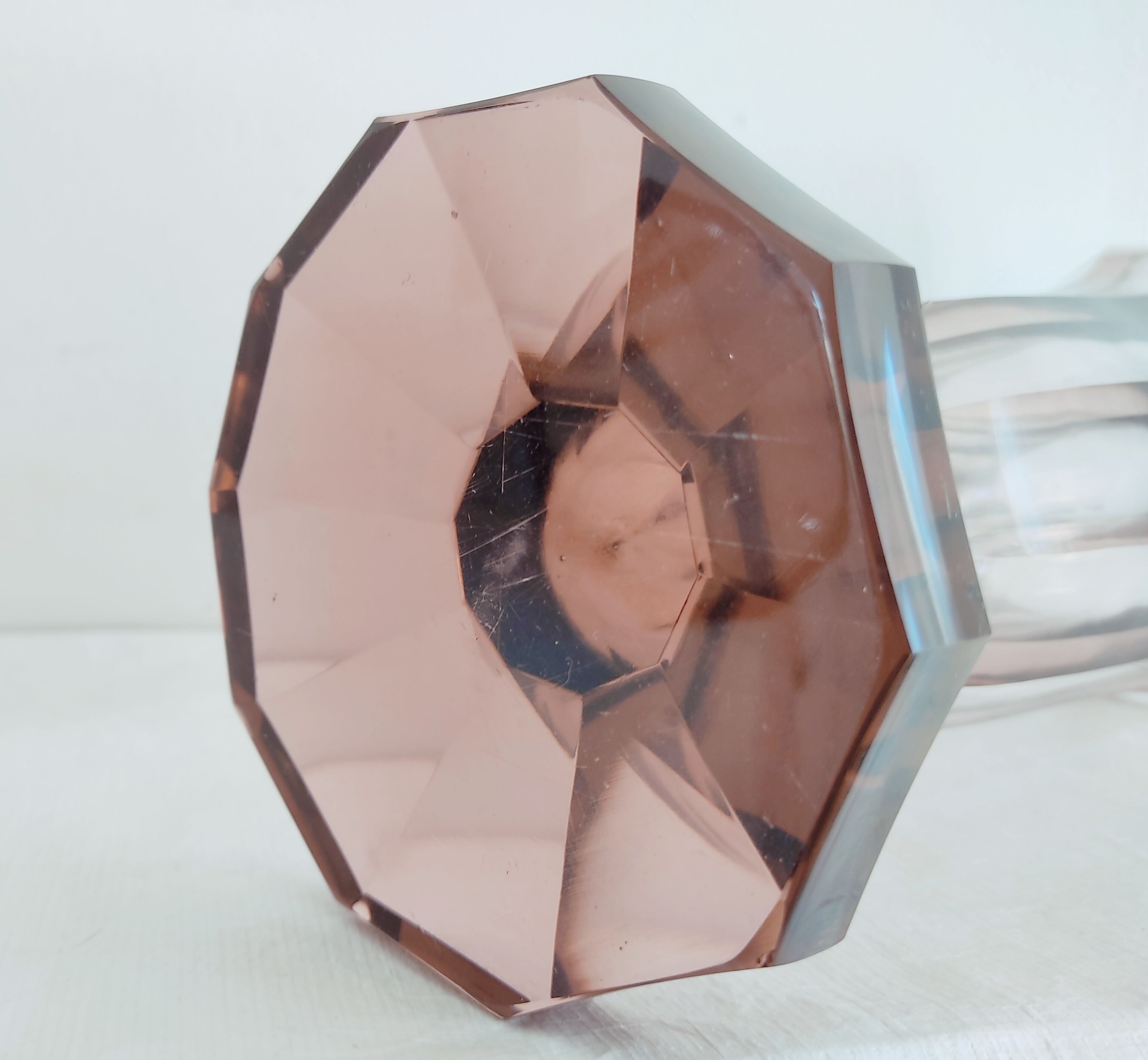 Pair of dark pink crystal vase art deco