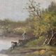 Hst painting "landscape with young fisherman" by lucien henry (1850-1896)