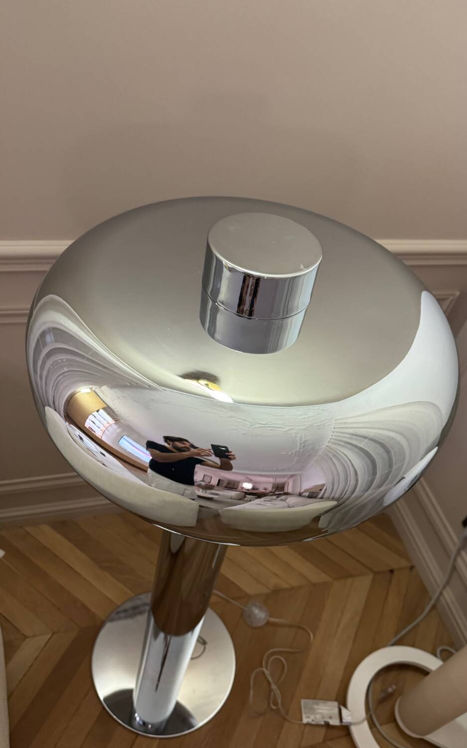 Metal floor lamp, chrome - BENJAMIN X MONOPRIX DESK