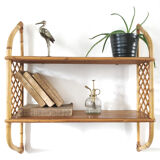 Vintage rattan wall shelf