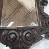 Beveled mirror and carved wood XIX th 27x45cm