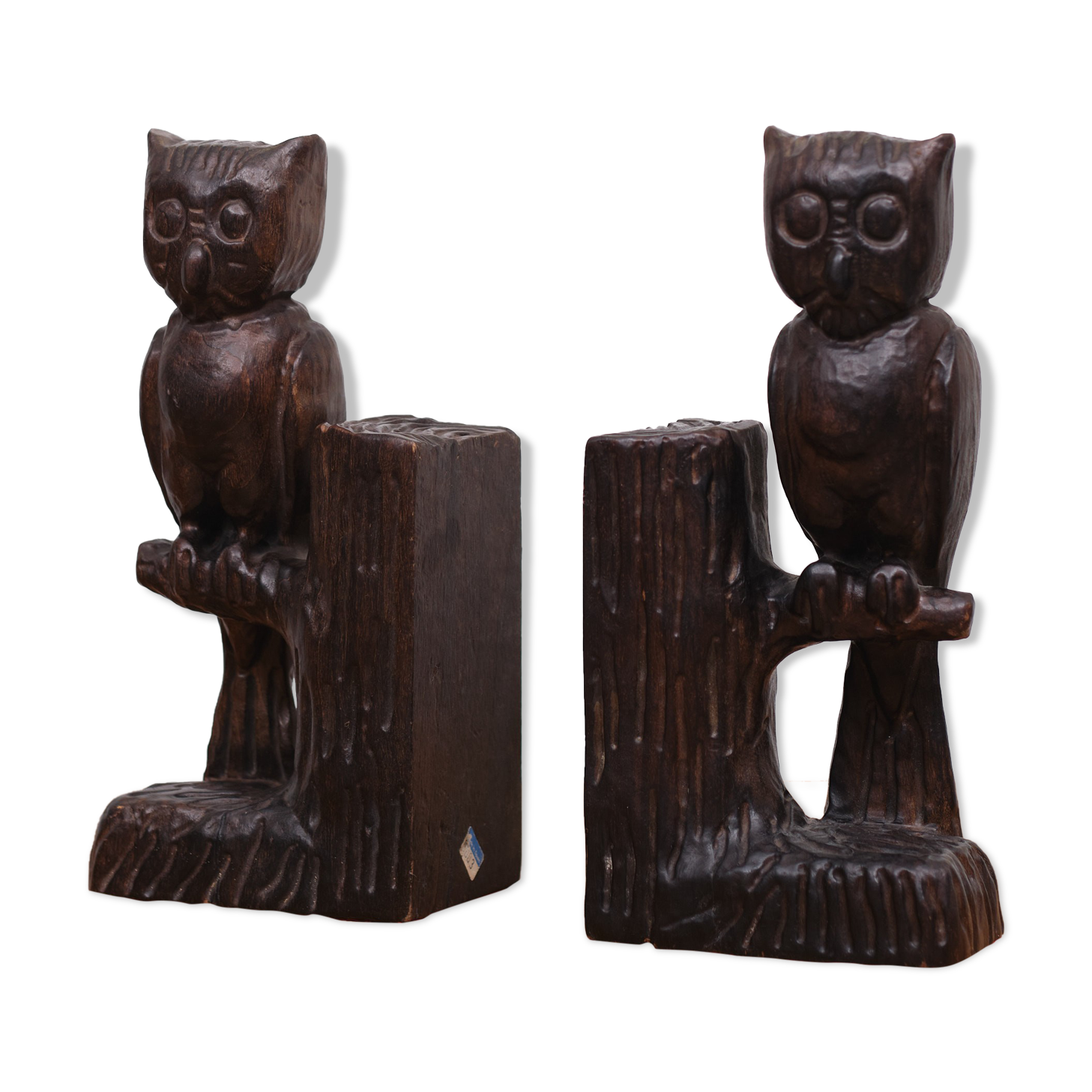 Vintage Owl Bookends Wood Spain, 1960s