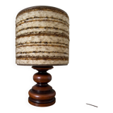 60s turned wood wool lamp
