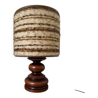 60s turned wood wool lamp