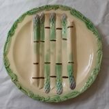 Set of 2 asparagus plates in barbotine, Longchamp earthenware, ironstone