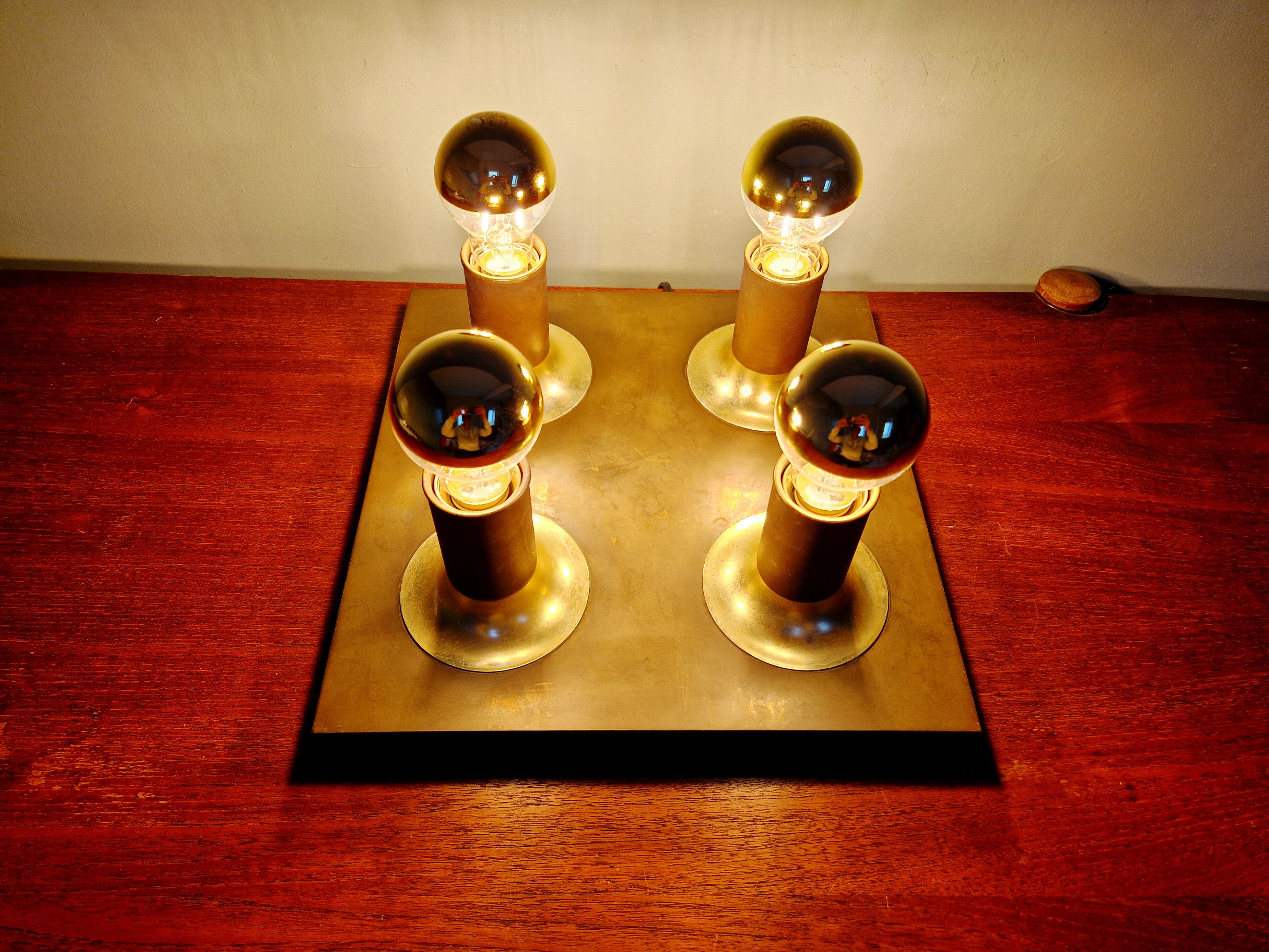 Space Age ceiling light/wall lamp in brass, Cosack Leuchten, 1970.