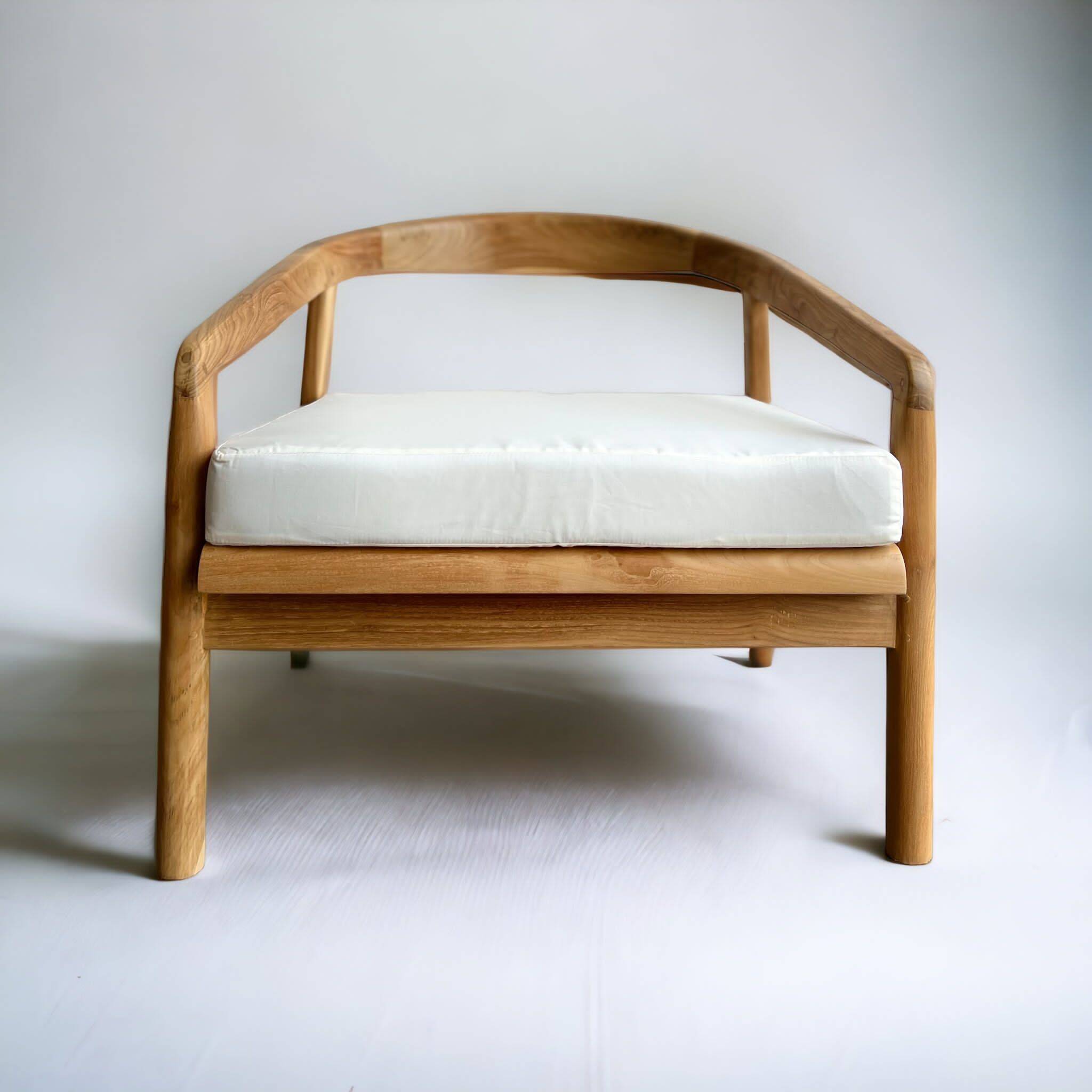 Chaise longue profonde xl en bois de teck avec coussin