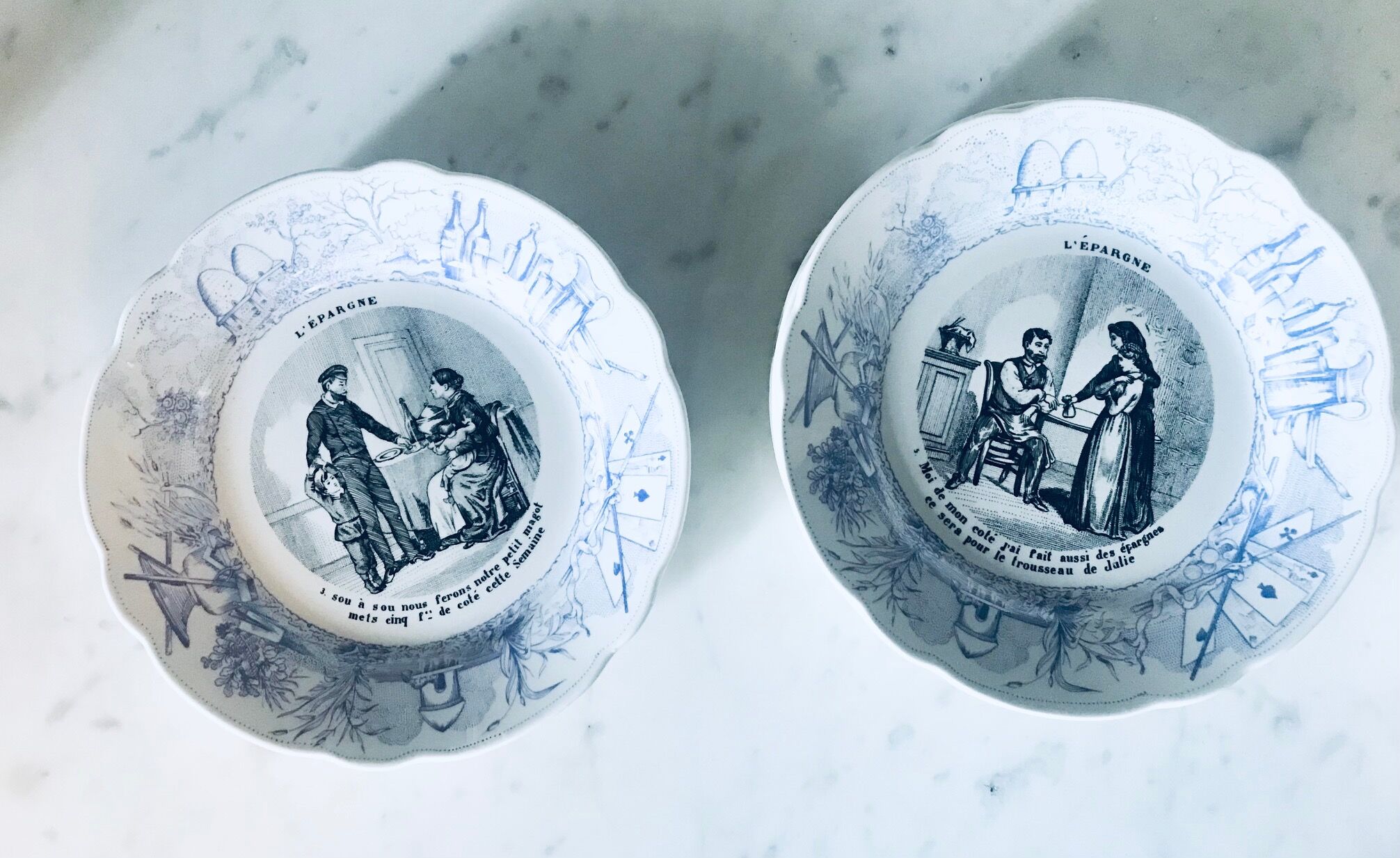 Lot of 12 speaking plates Sarreguemines "savings"