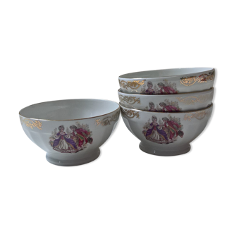4 Chauvigny porcelain breakfast bowls