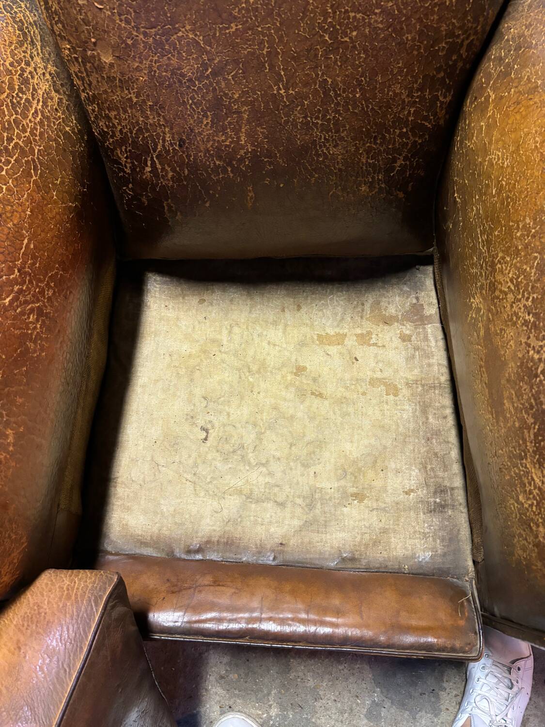 Old leather club chair