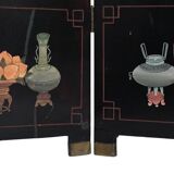 Four-panel lacquered wooden screen with Coromandel decoration.