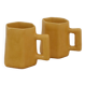 Set of two designer lemon yellow ceramic mugs
