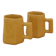 Set of two designer lemon yellow ceramic mugs