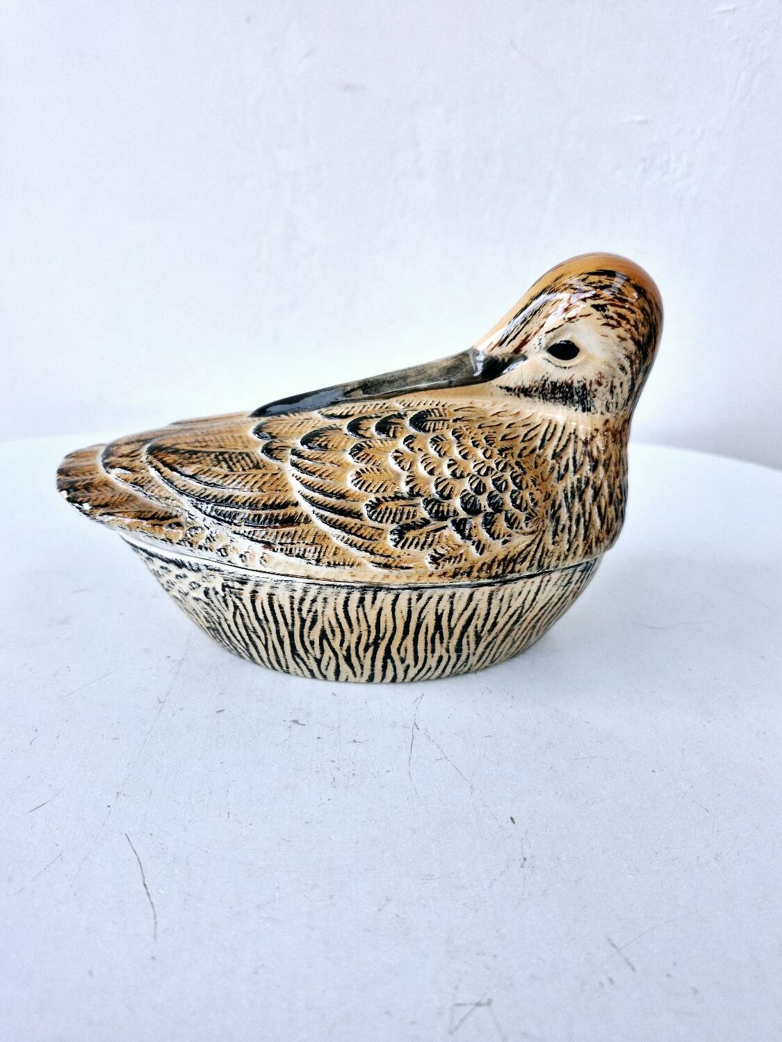 Vintage Earthenware Terrine Michel Caugant Woodcock