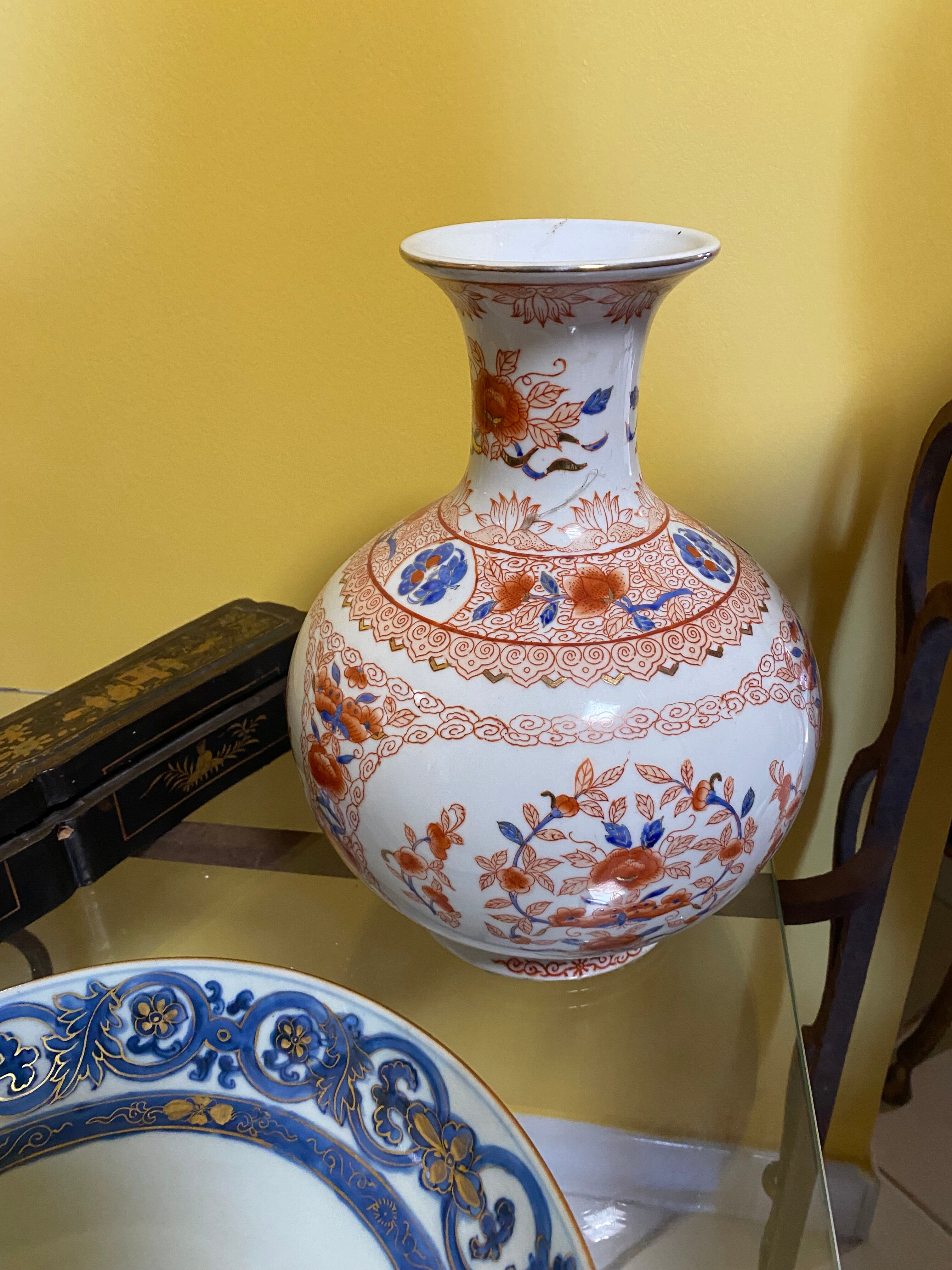 Imari style porcelain decorative vase