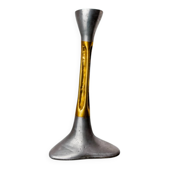 Brutalist candlestick by David Marshall, bronze and aluminium, Spain, 1970s