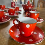 Service à café à pois blancs sarreguemines