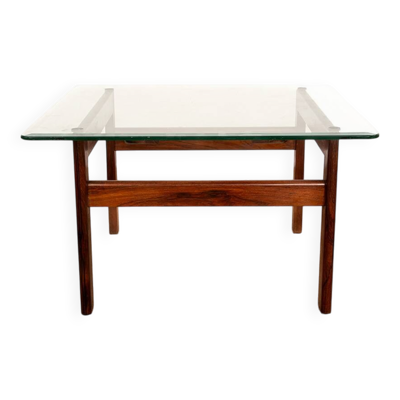 Table basse danoise en Palissandre et Verre par Arne Wahl Iversen 1960.