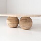 Contemporary Round Travertine Coffee Table, Italy
