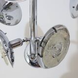 Esperia chandelier 1970s, chrome and Murano glass, 6 arms adjustable
