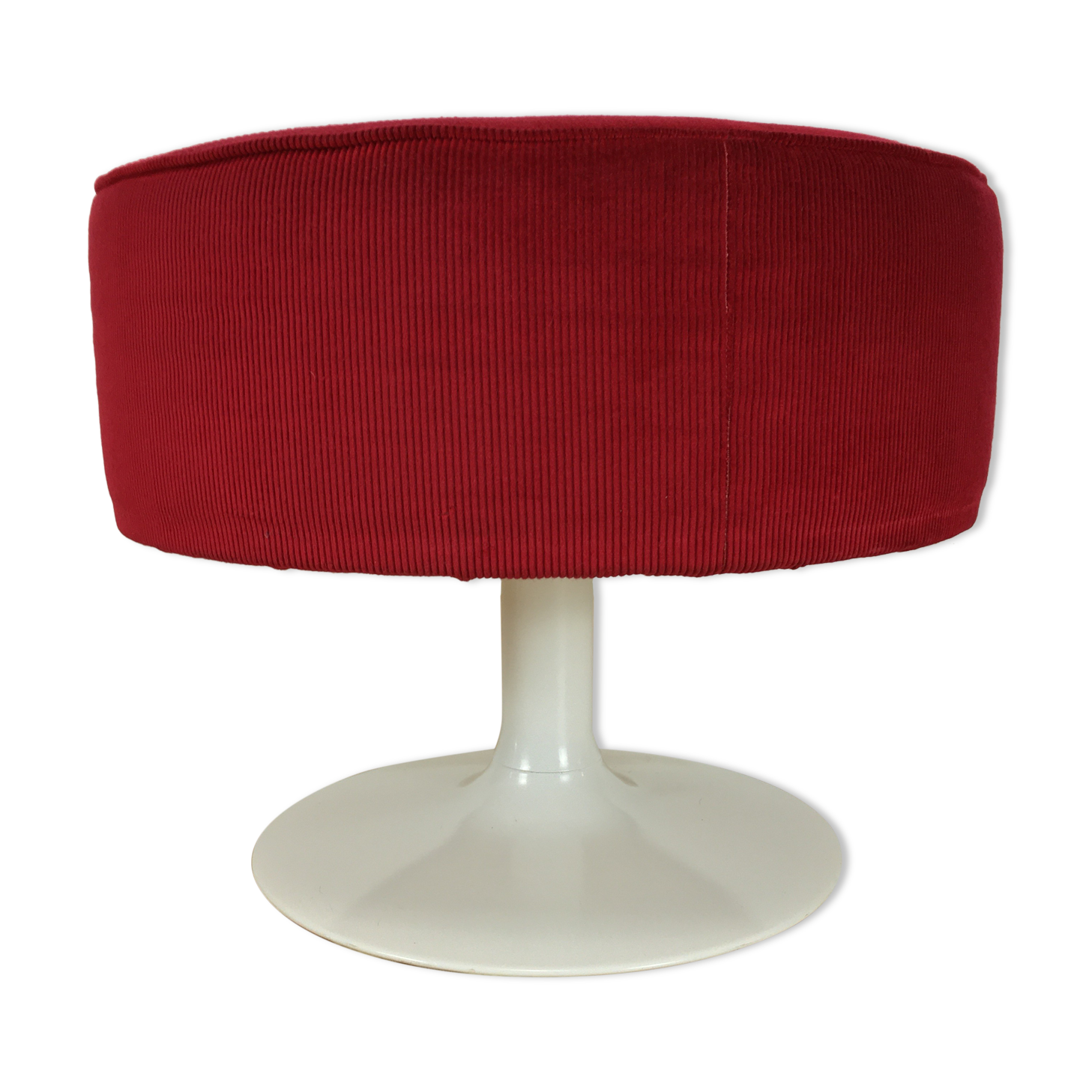 70's tulip and red velvet space age stool