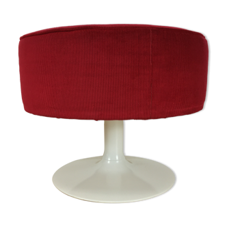 70's tulip and red velvet space age stool