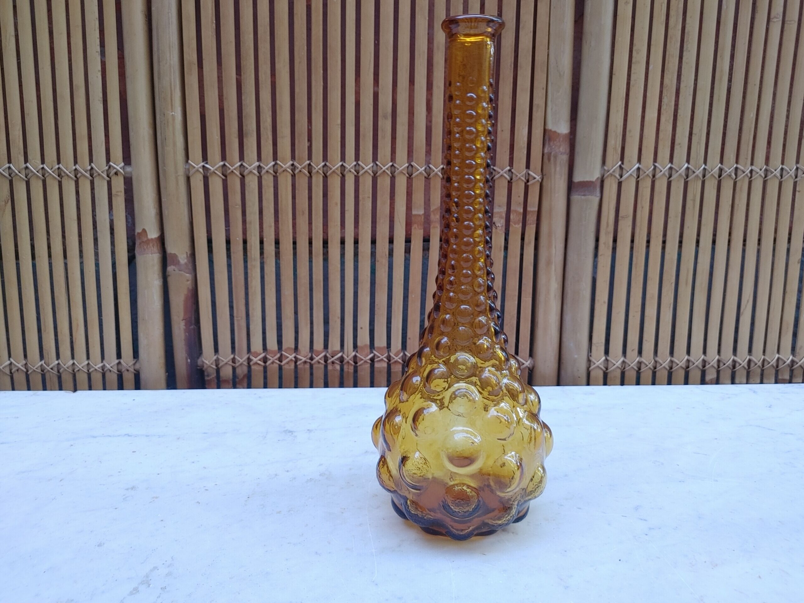 Amber soliflore vase, vintage from the 70's - H 34 cm