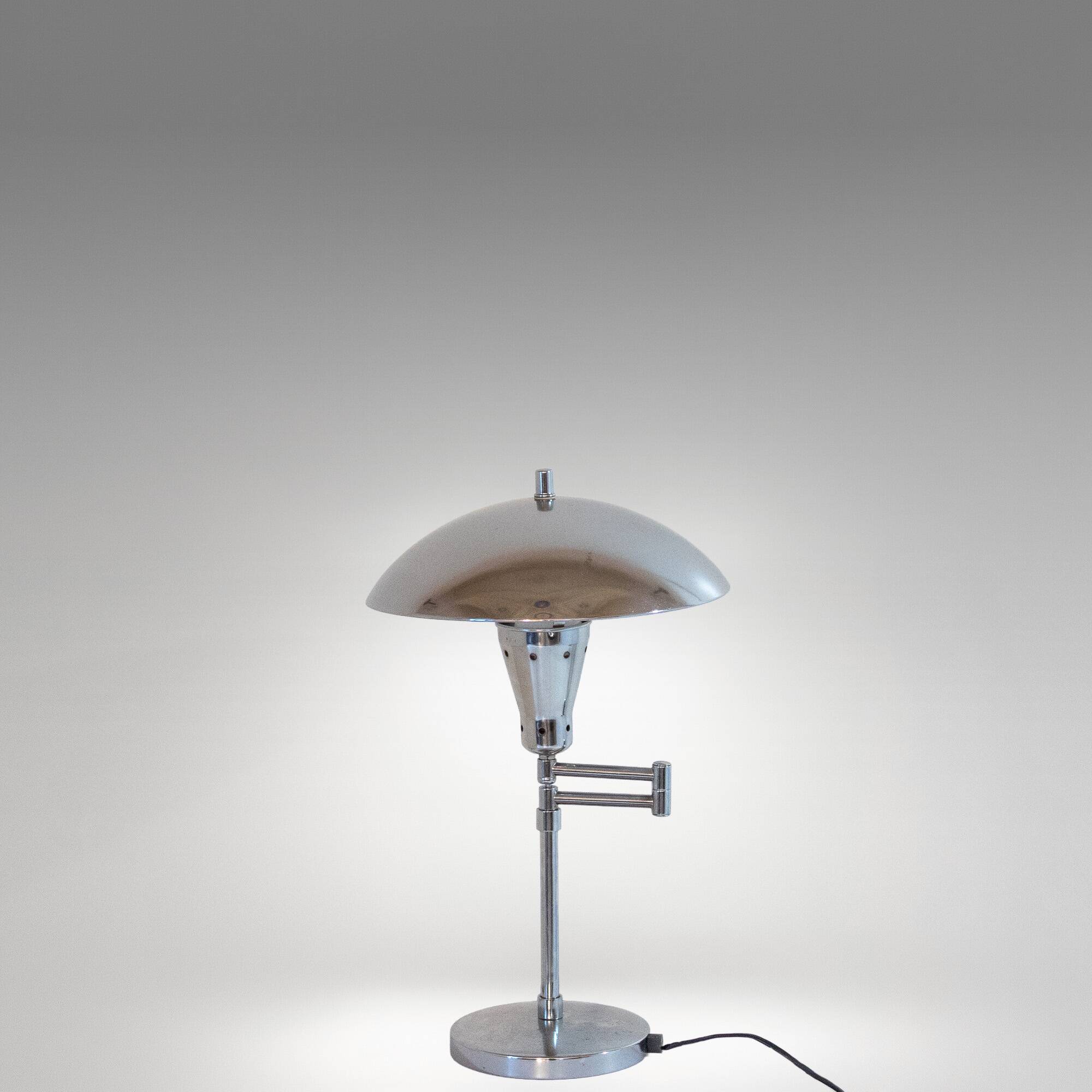 Bauhaus Chromed Desk Lamp with Adjustable Lampshade, Italy 1950s