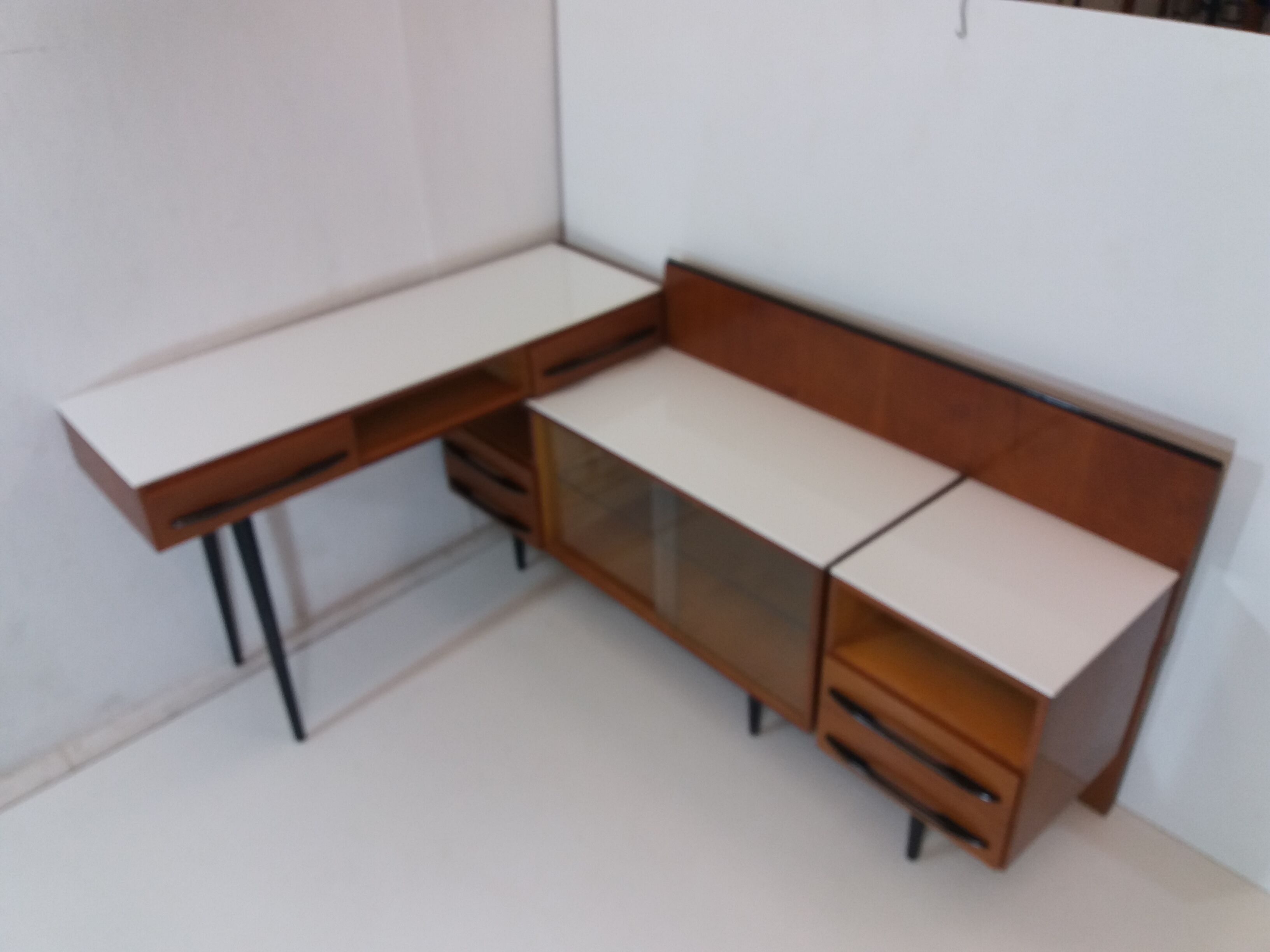 Chest of drawer and writing desk designed by Mojmít Požár, 1960's.