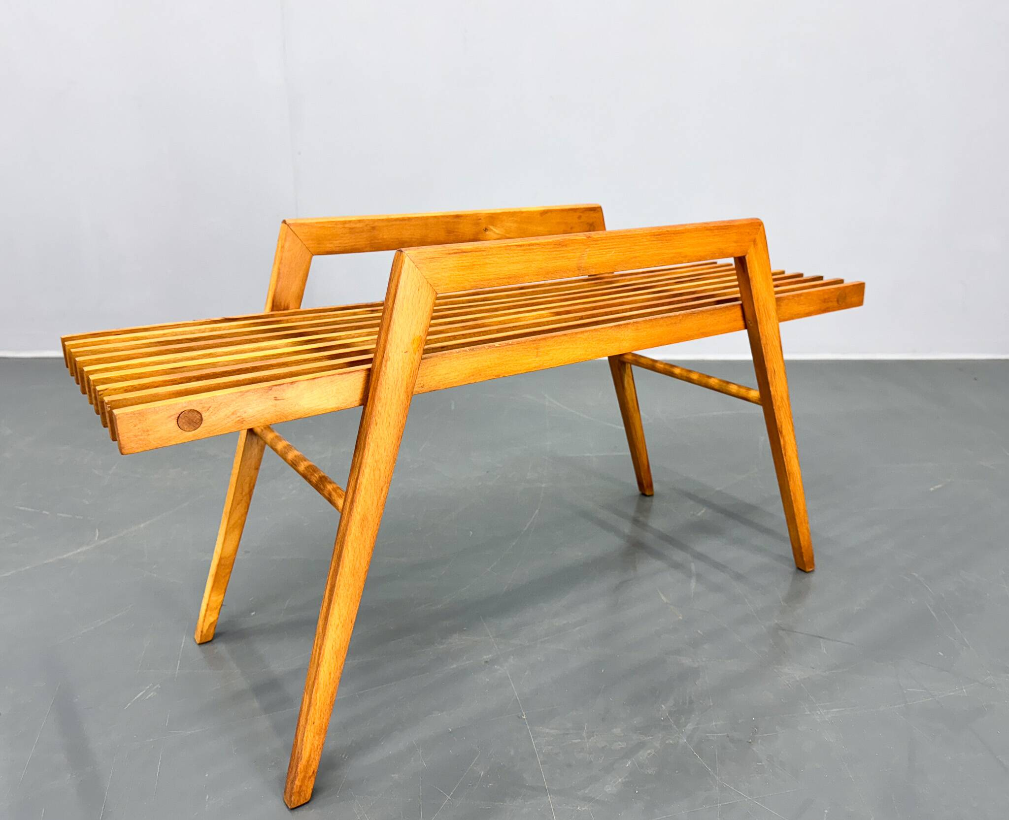 Mid Century Slatted Flower Stand, Czechoslovakia