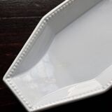 Antique octagonal serving dish from Creil and Montereau - Perles pattern - Pale blue-grey