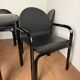Knoll Orsay set – table & 4 chairs – black lacquered steel & faux leather
