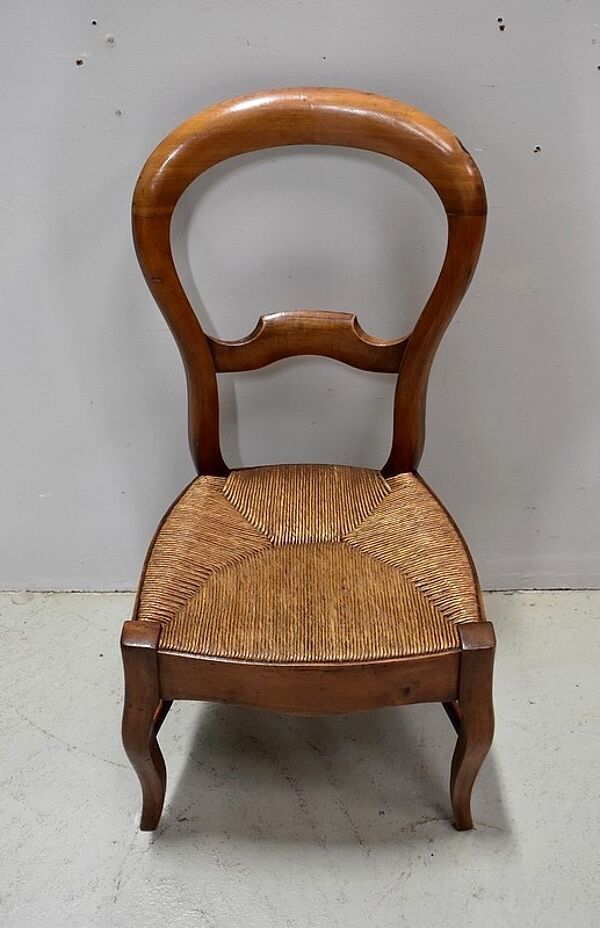 Chaise enfant paillée en merisier, époque Louis-Philippe - 2ème partie du XIXe