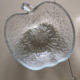 Saladier et 6 ramequins pomme en verre cisele Vintage