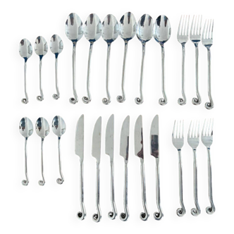 24-piece vintage stainless steel cutlery set with spiral handles - cutlery set