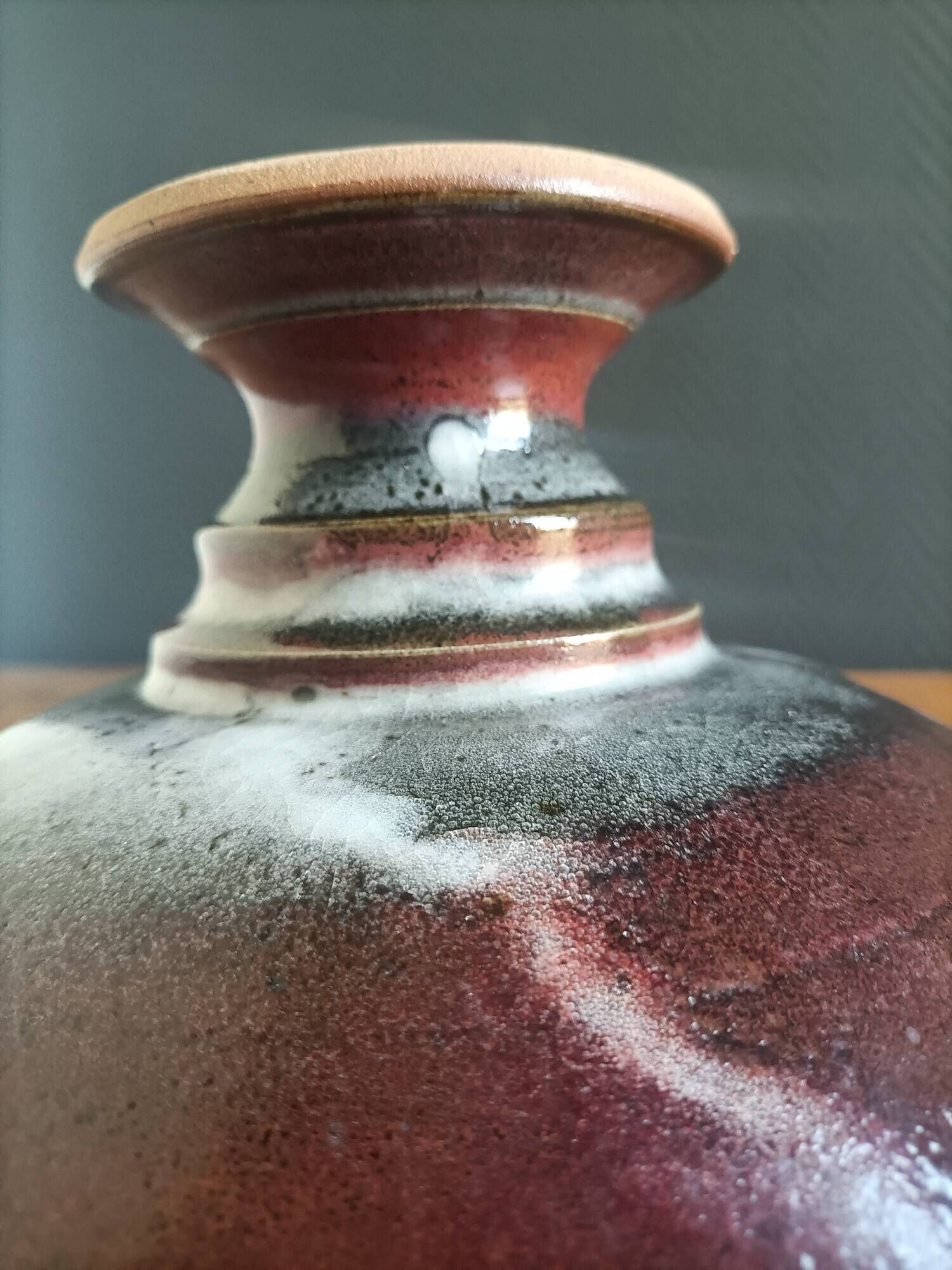 Signed ceramic fruit bowl on foot