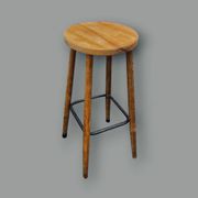 Ancien tabouret de bar en bois et métal – design sobre et authentique