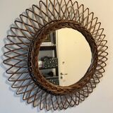 Pretty vintage rattan sun mirror - loop weave