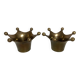 Pair of brass crown candlesticks