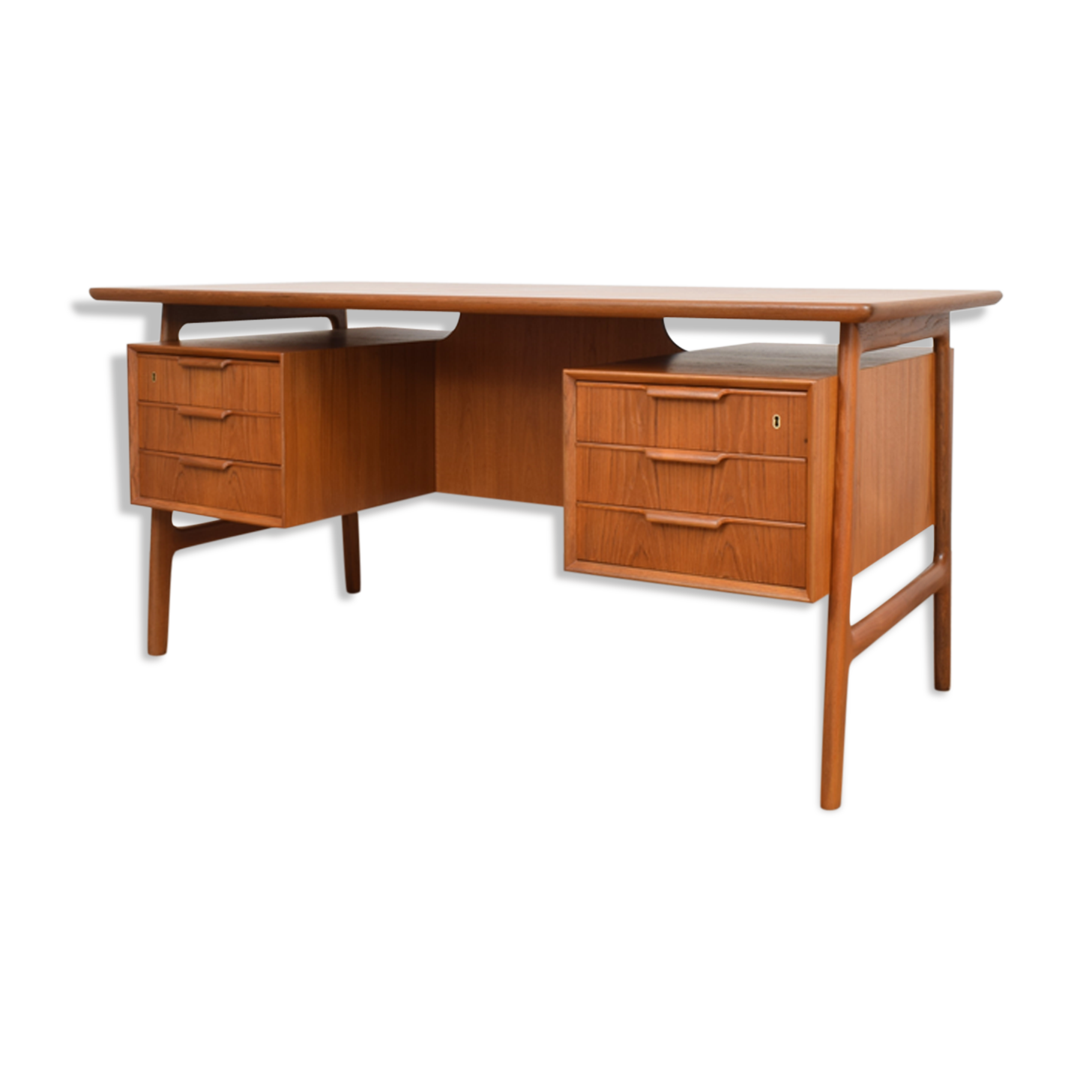 Mid-century danish teak desk model 75 form Omann Jun, 1950s