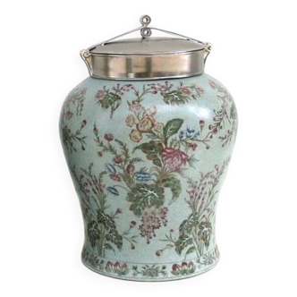 Victorian blue porcelain condiment jar h32 cm