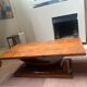 Coffee table in elm magnifying glass tray and footing
